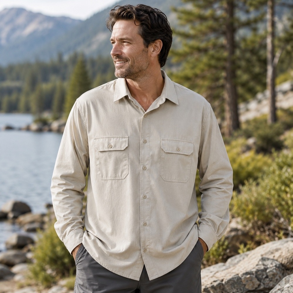 Bruno Sueded Microfiber Shirt Mens 2X Big Long Sleeve‎ Button Up Pockets